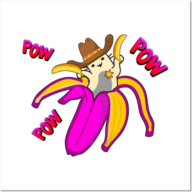 Banana Cat Cowboy Sheriff Wall Art by GlanceCat